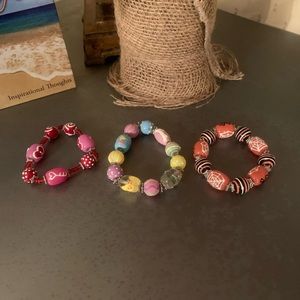 Pier1, NEVER WORN, 3 stretchy bracelets, 1 VALENTINES, 1 EASTER and 1 HALLOWEEN.